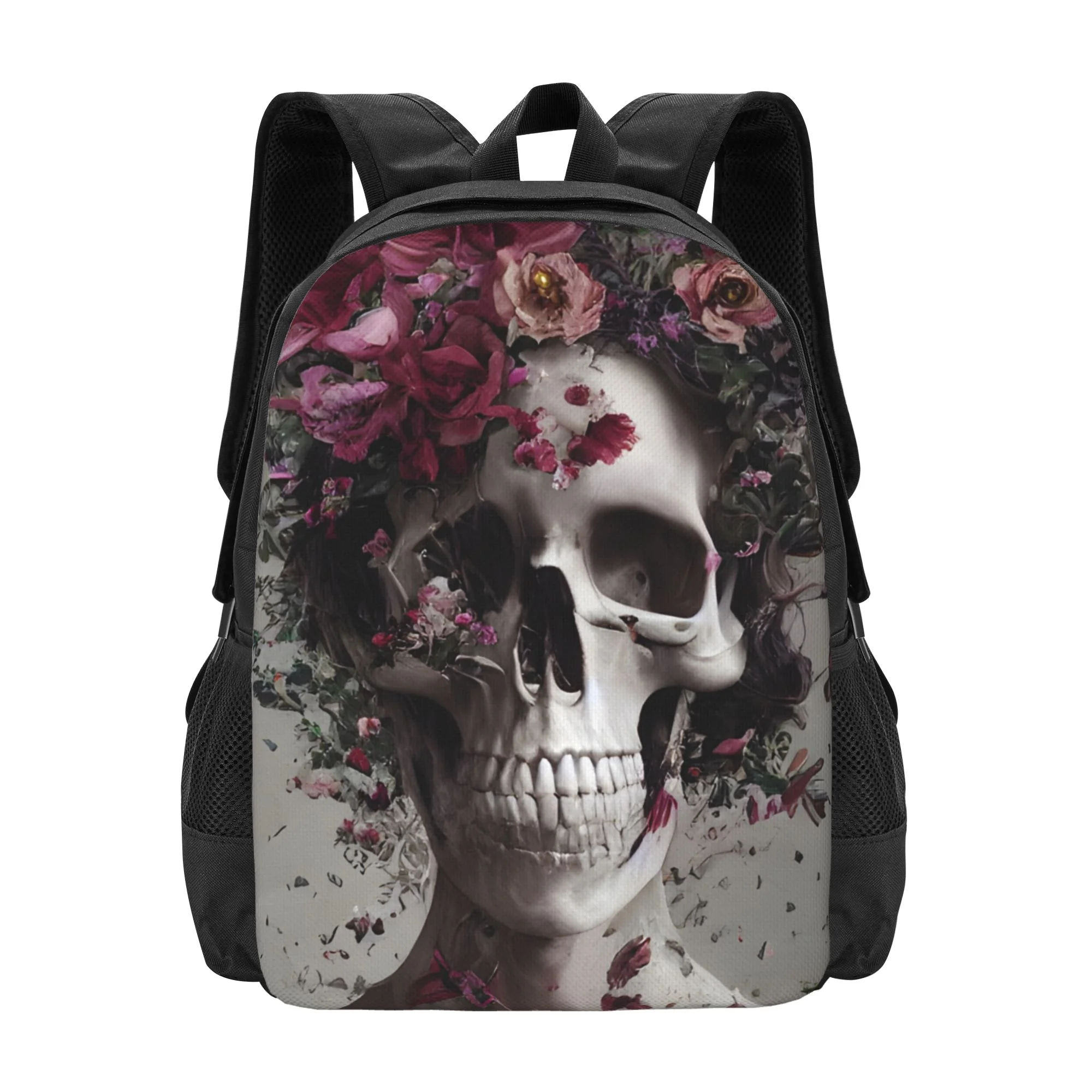 DouZhe Lightweight Backpack, Colorful Psychedelic Skull Flowers Prints Travel Outdoor Hiking Bag School Bookbag Casual Daypack Backpacks for Women Men