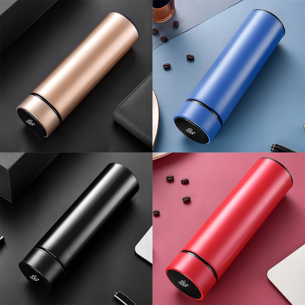 JahyElec 500 ML Vacuum Sealed Steel Thermos Insulated Coffee Cup Travel Mug LED Display(Gold)