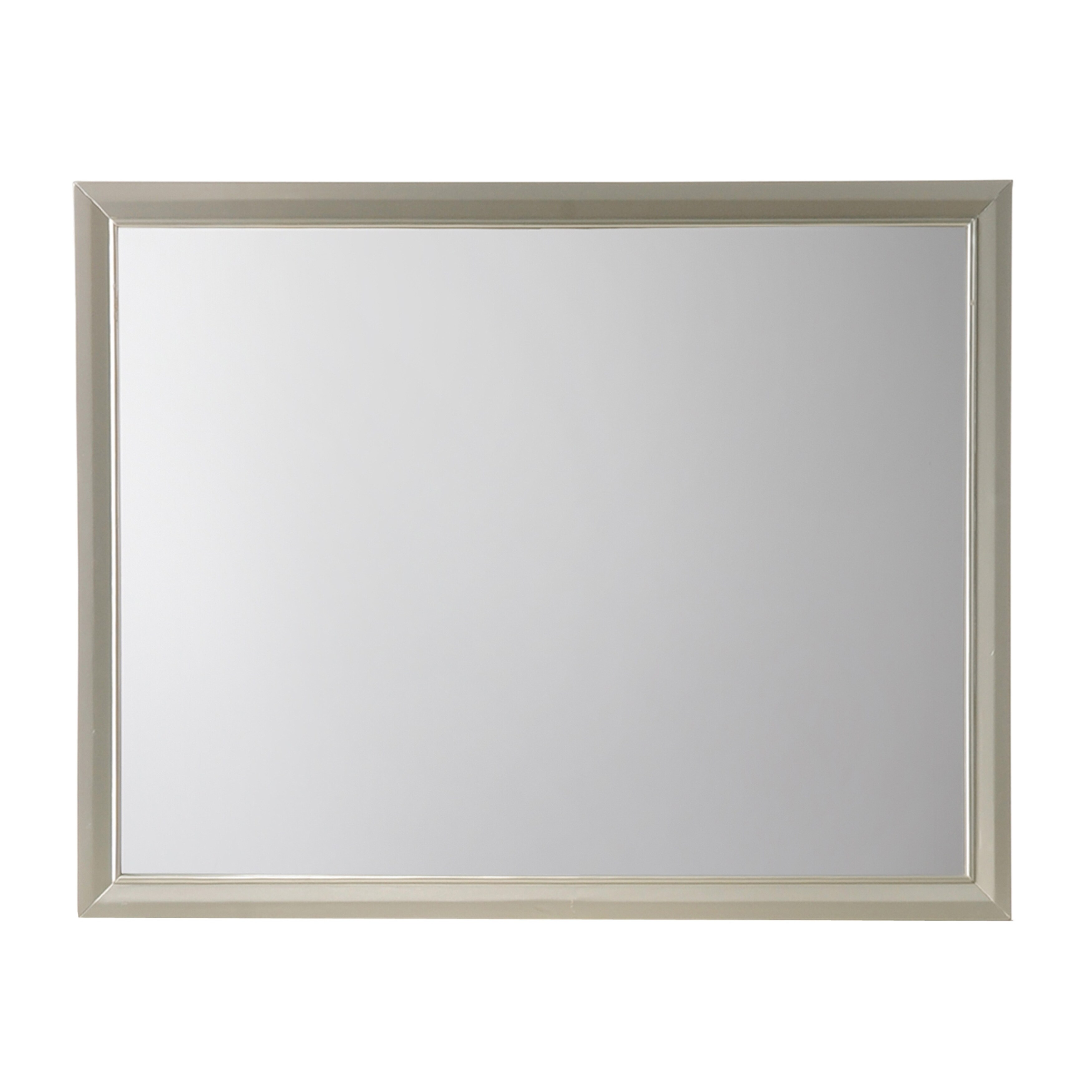 Rectangular Wood Encased Dresser Top Mirror, Champagne Silver