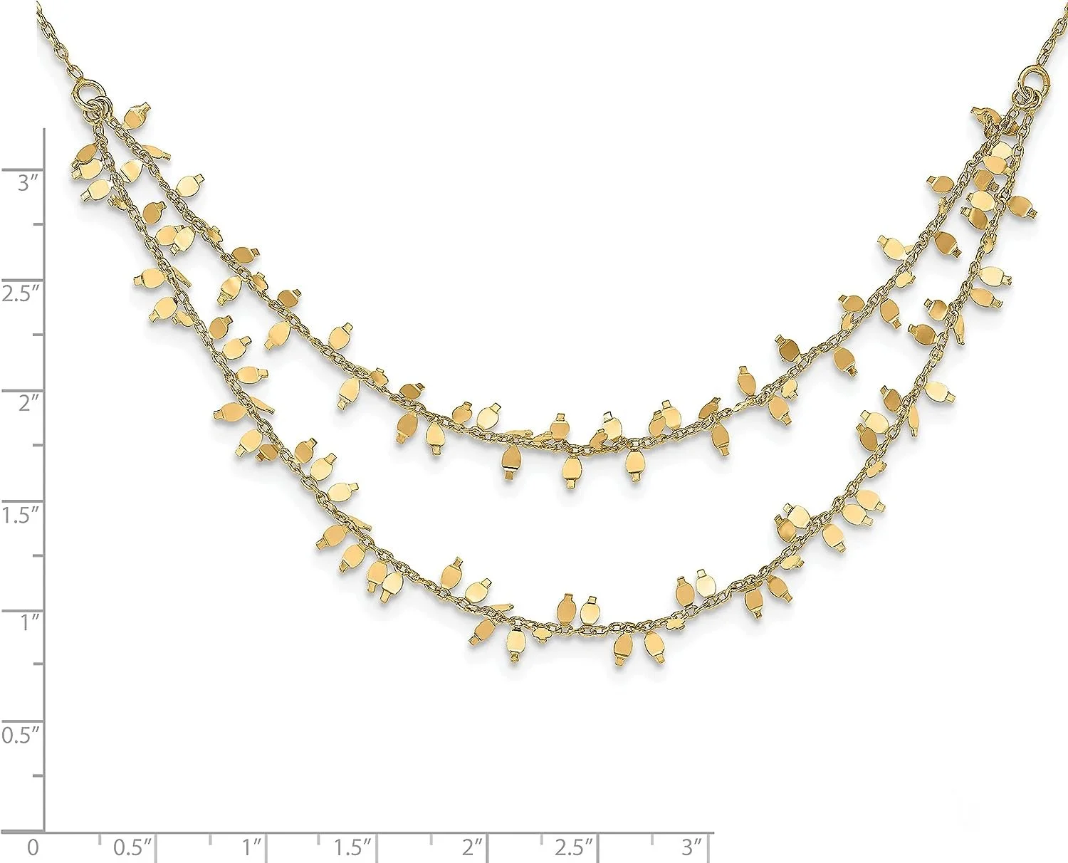 Solid Sterling Silver Gold-plated Multi-layer with 2 in ext Necklace - 16