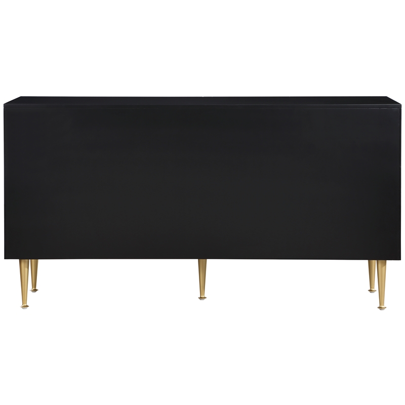Meridian Furniture Marisol Black Dresser with Gold Metal Legs and Handle