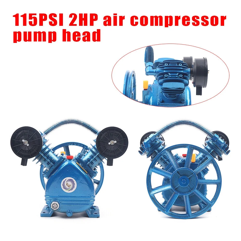 2HP 8Bar 2 Piston V-Style Twin Cylinder Air Compressor Pump Motor Head Air Tool