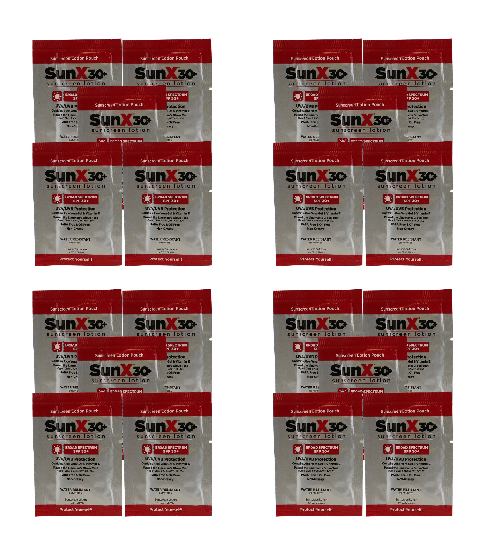 SunX 71433 SPF 30+ Sunscreen Lotion Packets 1.5-Gram Each (Pack of 20)