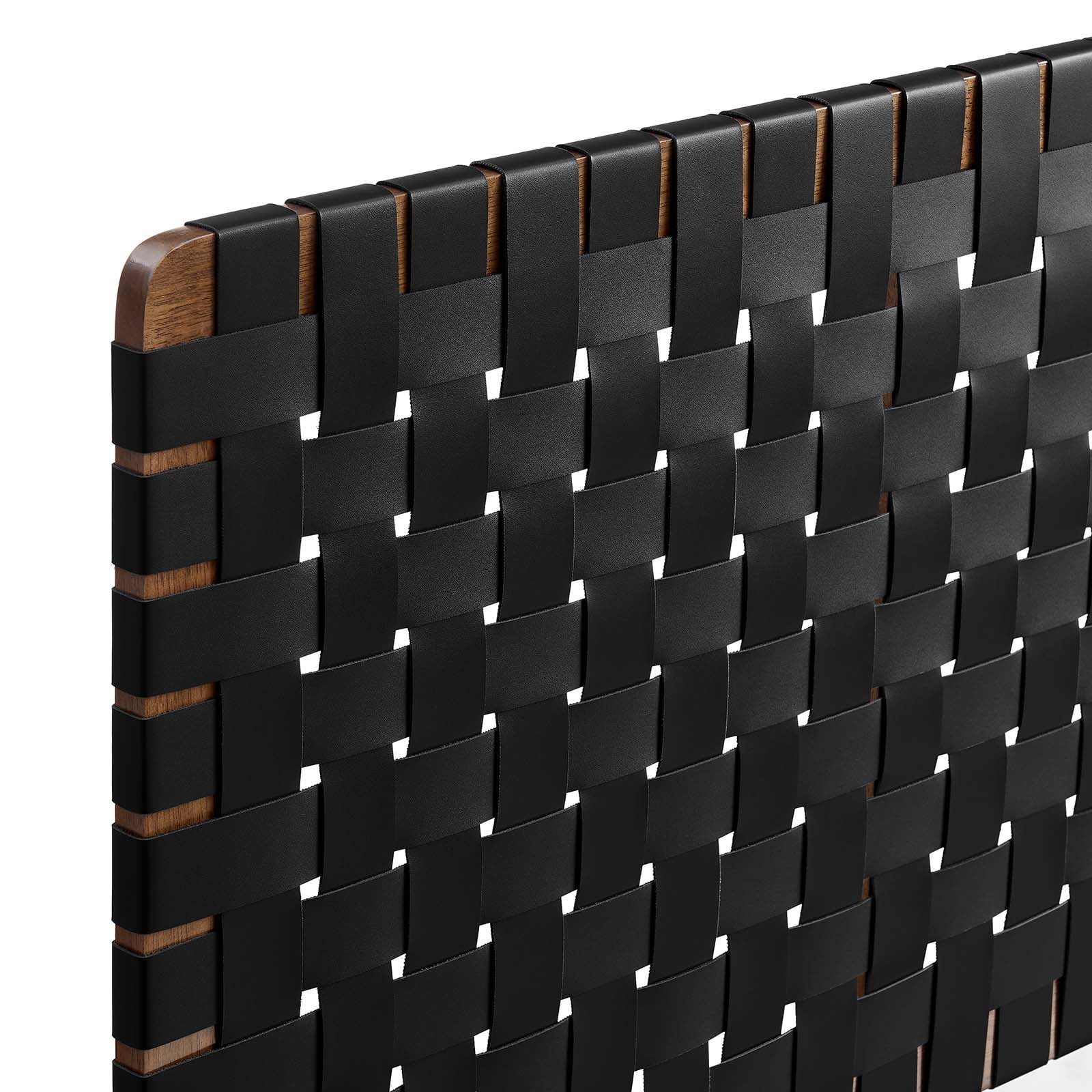 Modway Sparta Weave Wall-Mount King Vegan Leather Headboard in Walnut Black