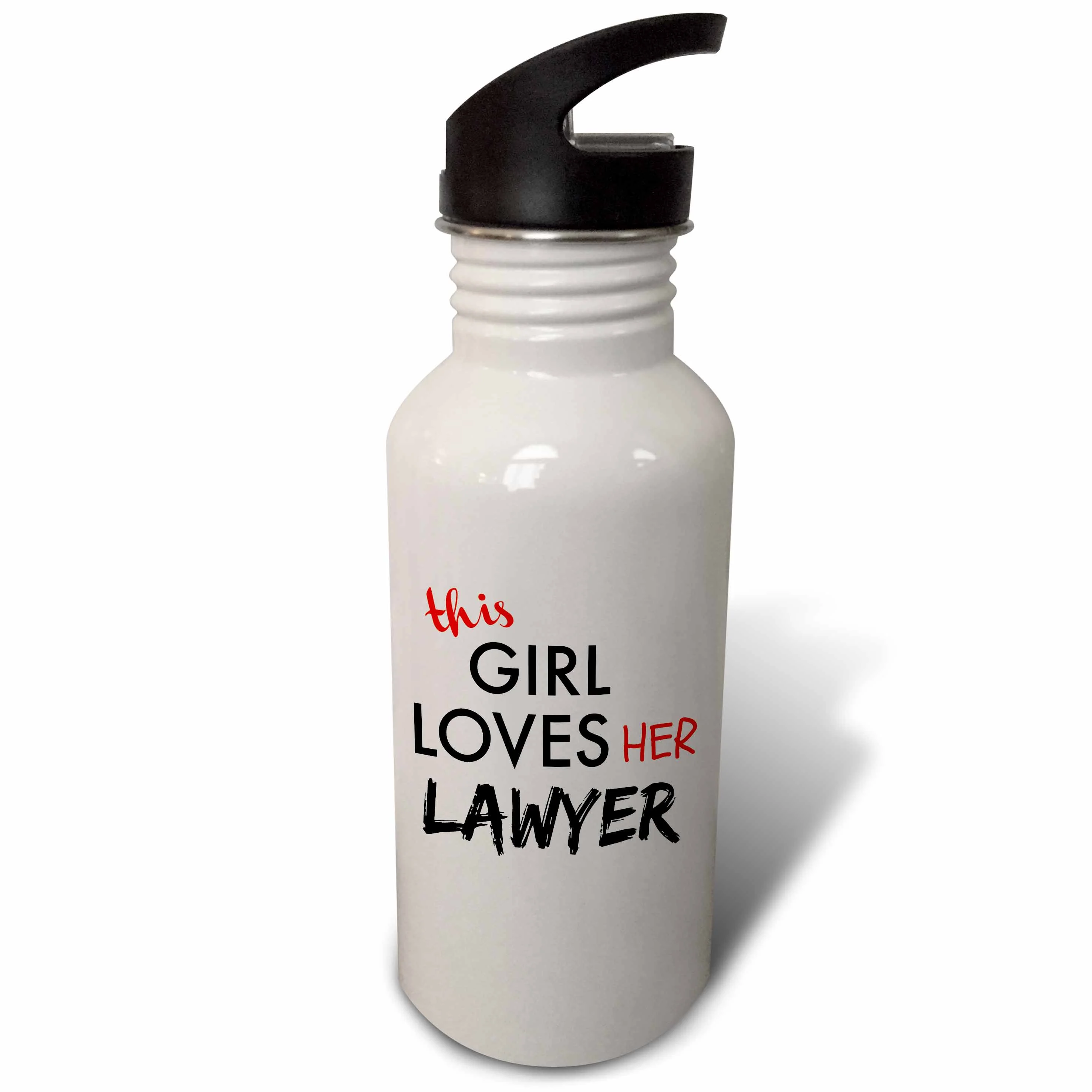 this girl loves her lawyer black and red lettering 21 oz Sports Water Bottle wb-200632-1