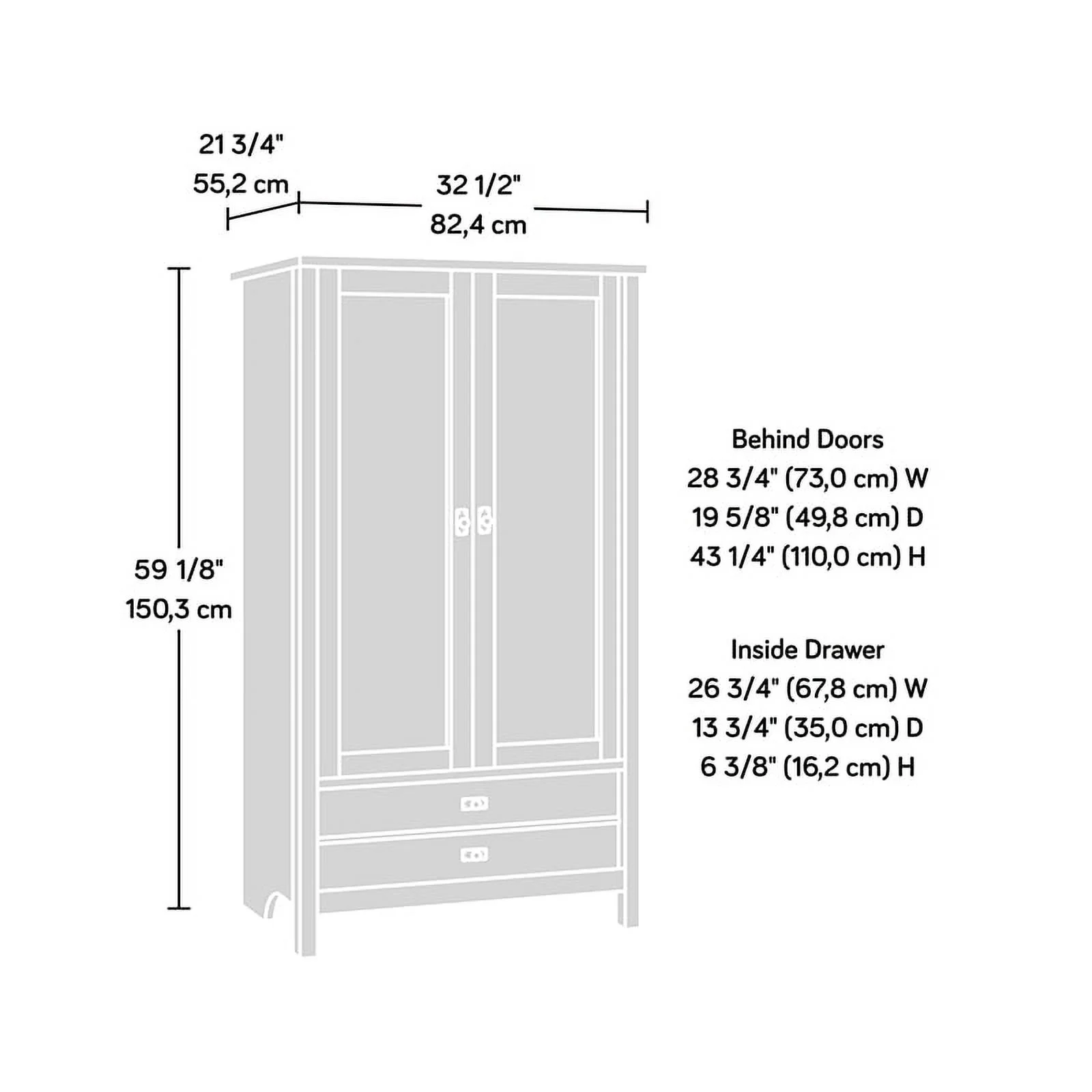 Pemberly Row 1-Drawer and 1-Shelf Engineered Wood Armoire in Oak
