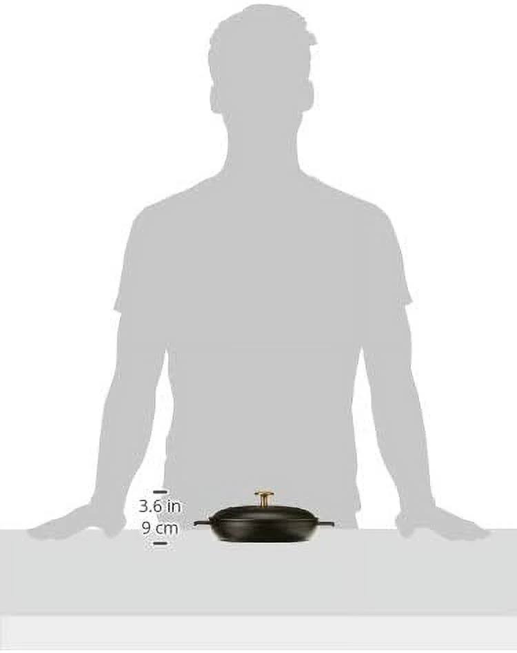 cast iron 7.9-inch round covered baking dish - matte black, made in france