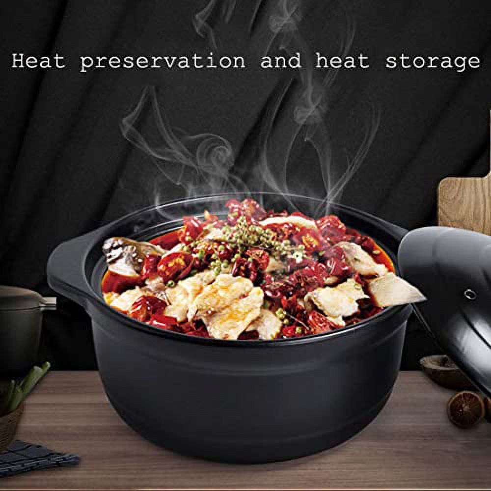 Zhchsh 3 Quart Ceramic Casserole Dish with Glass Lid Clear Large Deep Dual Handles Black