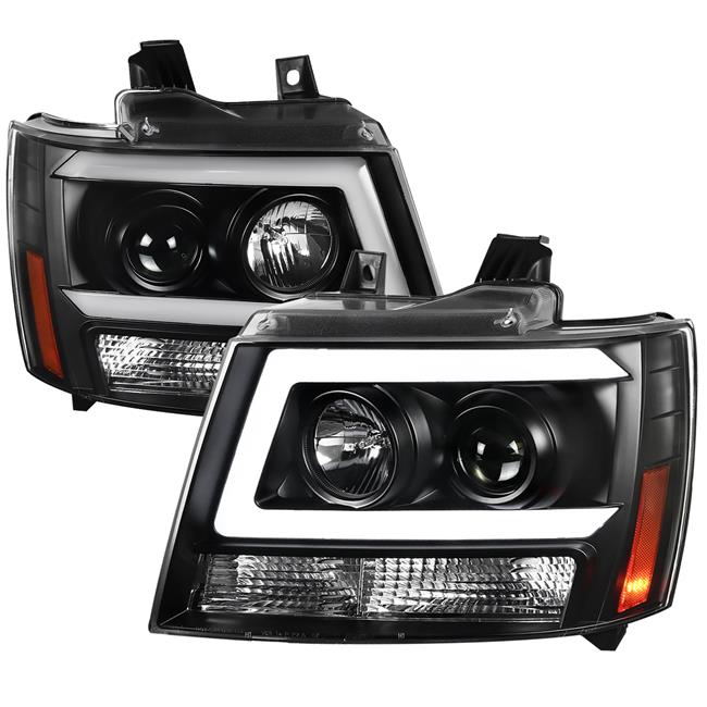 Spec D Tuning 2LHP-AVA07JM-RS C-Bar Black Projector Headlight for 2007-2013 Chevy Avalanche
