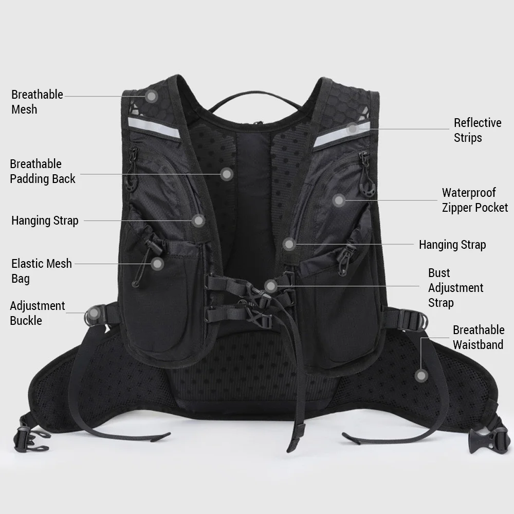 Hydration Running Backpack Cycling Breathable Ultralight Riding Bag with 2L Water Bladder