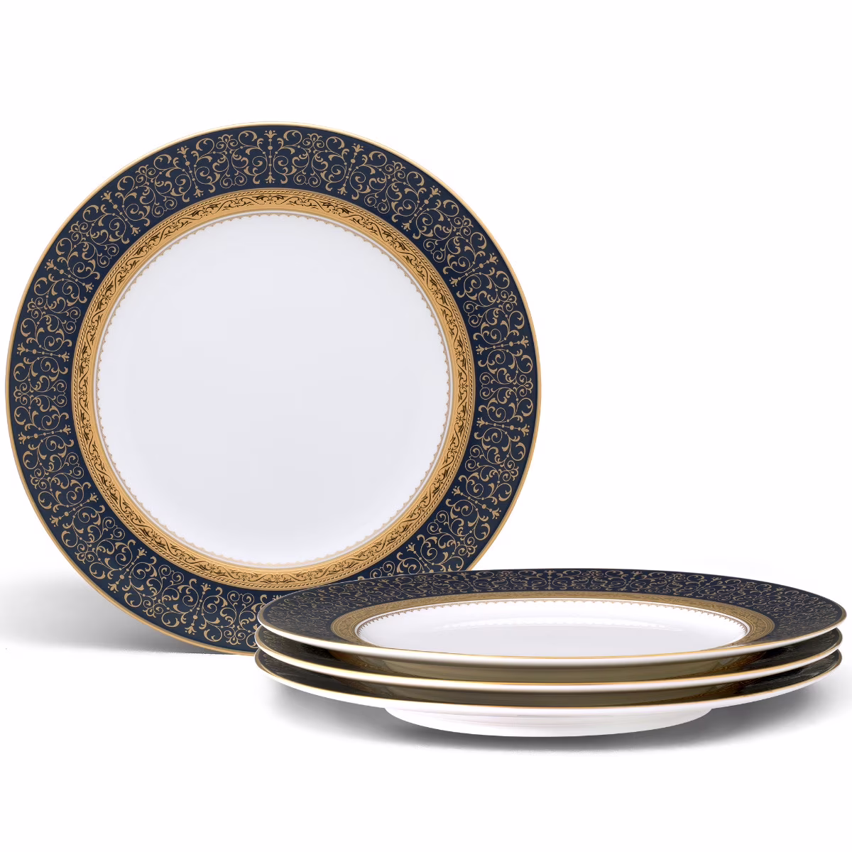 Noritake Odessa Cobalt Gold Set of 4 Accent Plates