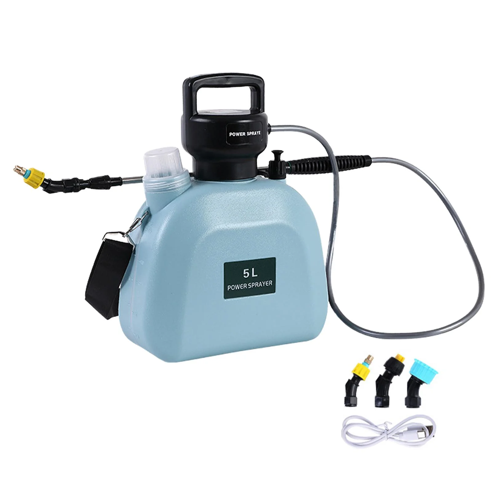 Pump Sprayer Gardening Can Plants Mister with 3 Nozzles Portable 3.8W Water Sprayer Bottle for Indoor Outdoor Cleaning Yard Blue 5L