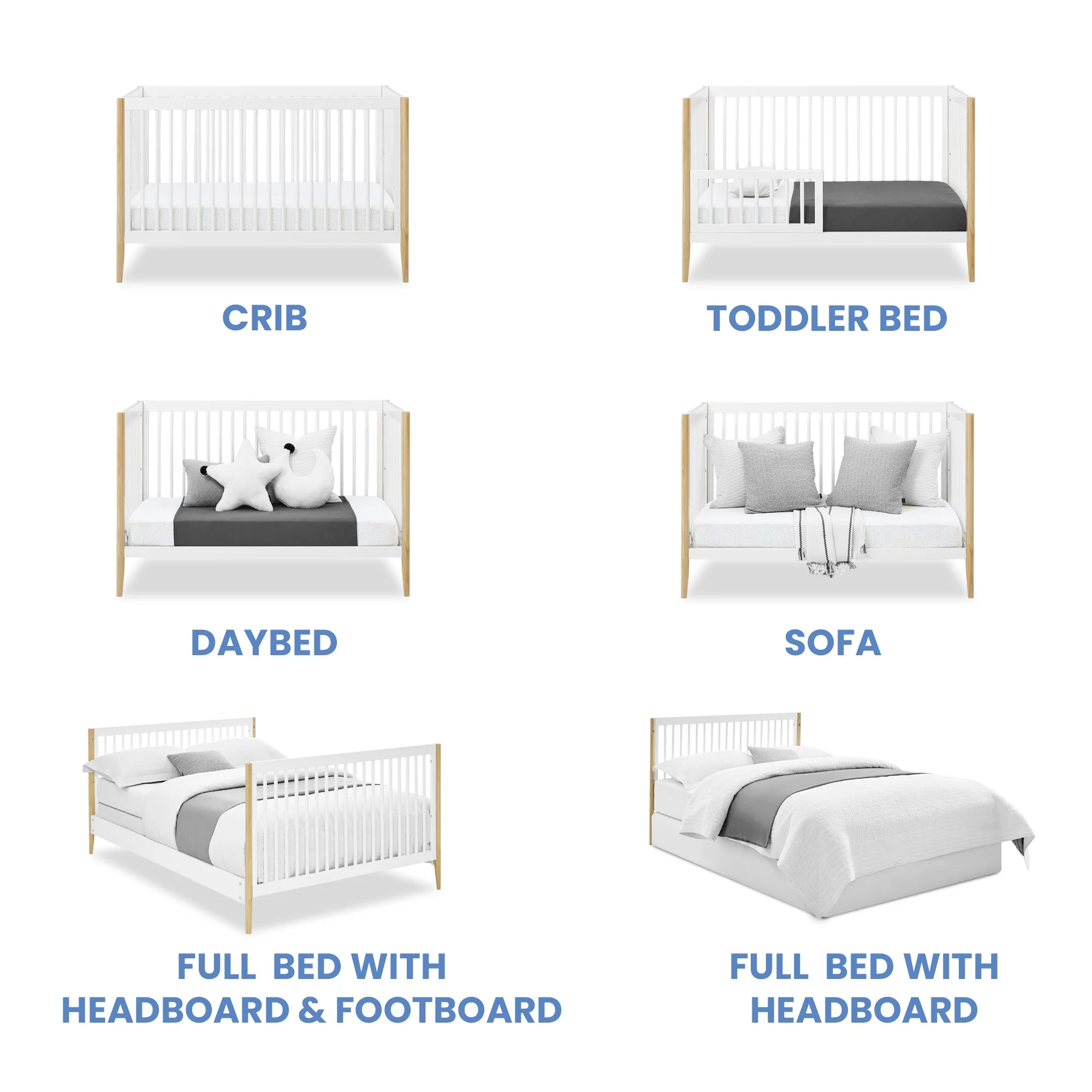 Delta Children Casey 4-in-1 Convertible Crib, Bianca White/Natural