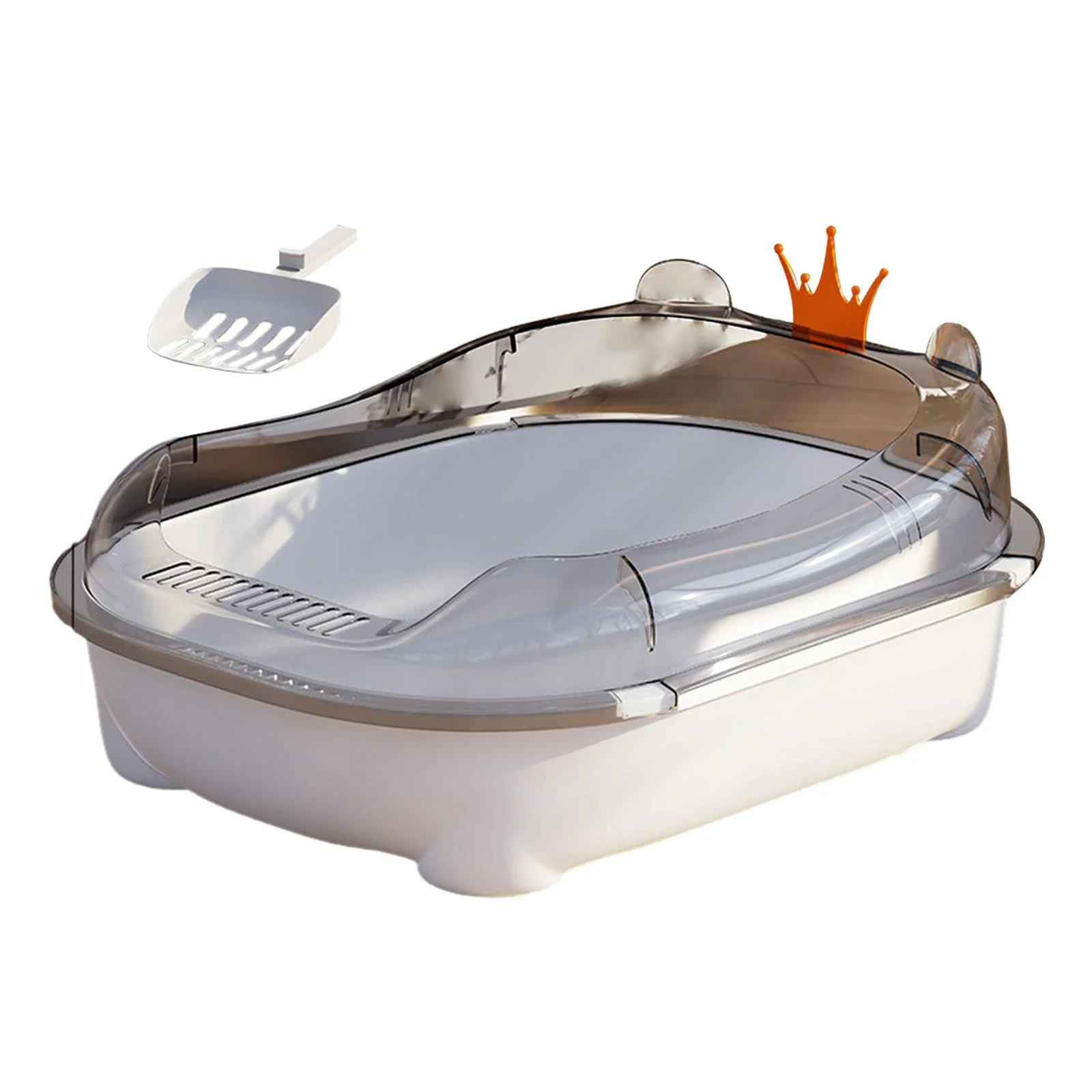 Gazechimp Cat Litter Boxes, Cat Toilet Easy to Clean, Cats Pan Anti-Splashing,  Semi-Open Litter Basin for Small Cats, White