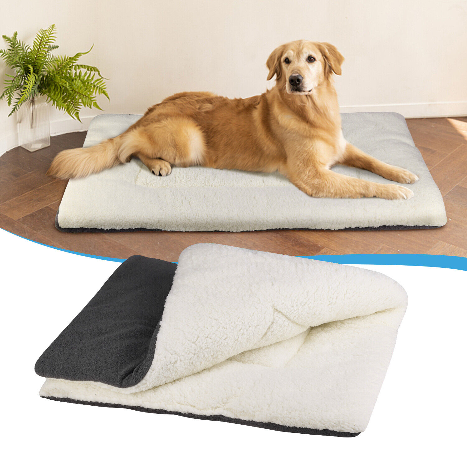 Pet Dog Cat Bed Mat Soft Crate Kennel Pad Washable Anti-Slip Mattress Cushion