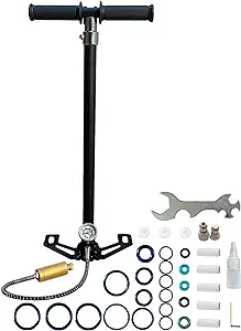 NUOGE High Pressure Hand Pump 4 Stage,Airgun Pcp Pump 4500Psi, Air Hand Pump Filling Stirrup Pump Stainless Steel