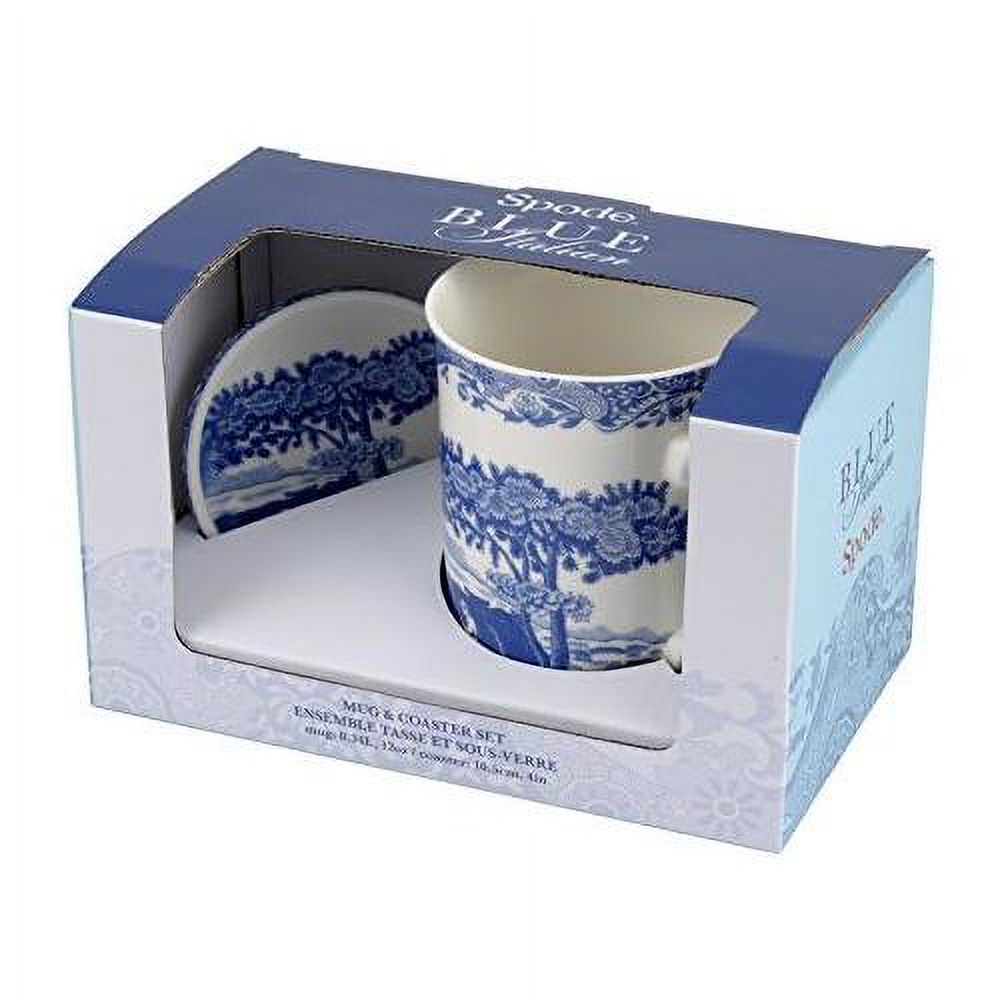 Spode Mug & Coaster Set | 12-Ounce | Large Handle | Use For Coffee, Tea, Latte, And Hot Chocolate | Made Of Fine Porcelain | Dishwasher And Microwave Safe