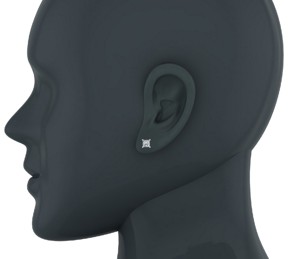 Mens Stud Earrings Princess Cut Diamond Earrings for Women-Teens Replacement Single (not a pair) 0.46 CTW 14K Gold (G,VS1)