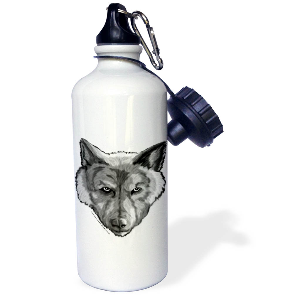 Wolf Head Digital Animal Wildlife Painting 21 oz Sports Water Bottle wb-23202-1