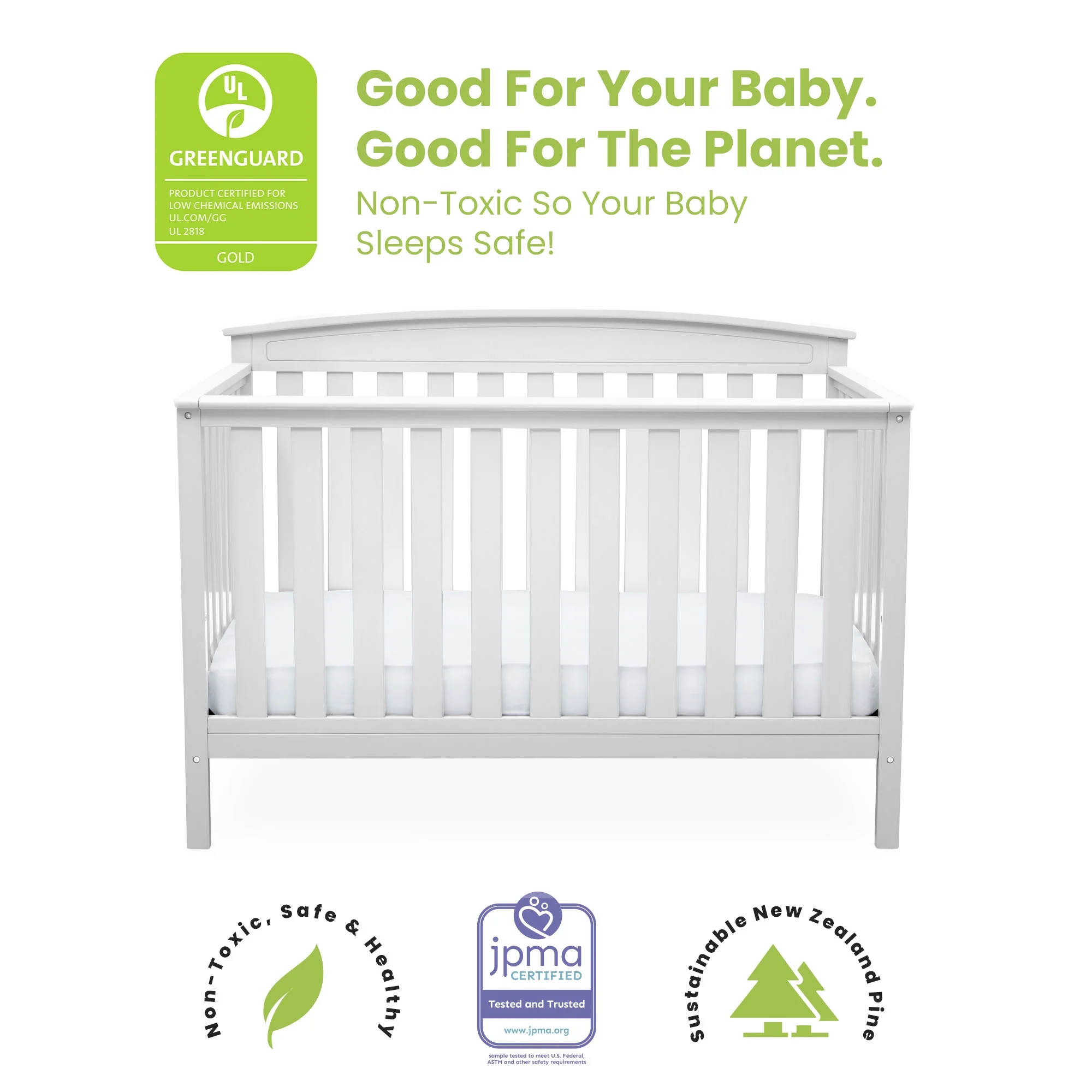 Delta Children Gateway 4-in-1 Convertible Baby Crib, White