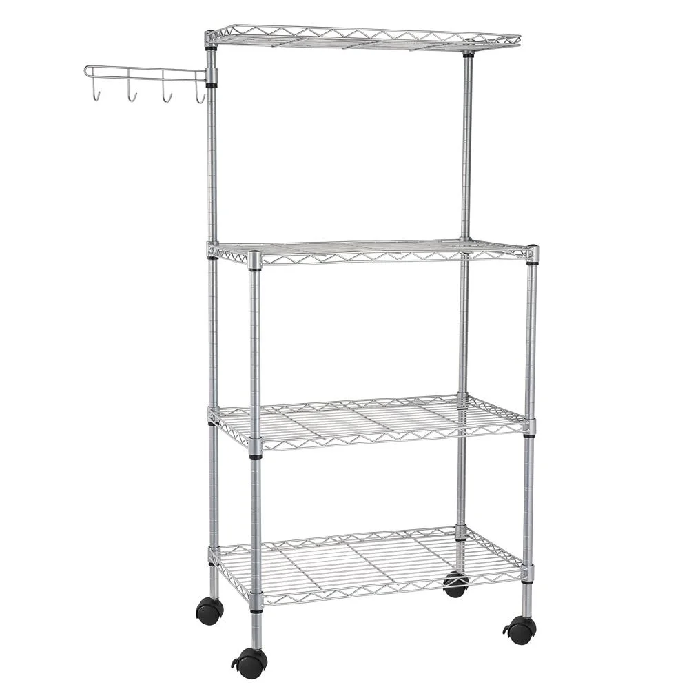 GoDecor 4 Tier Baker's Rack Microwave Oven Stand Kitchen Storage Rack with Spice Rack Organizer Workstation Shelf