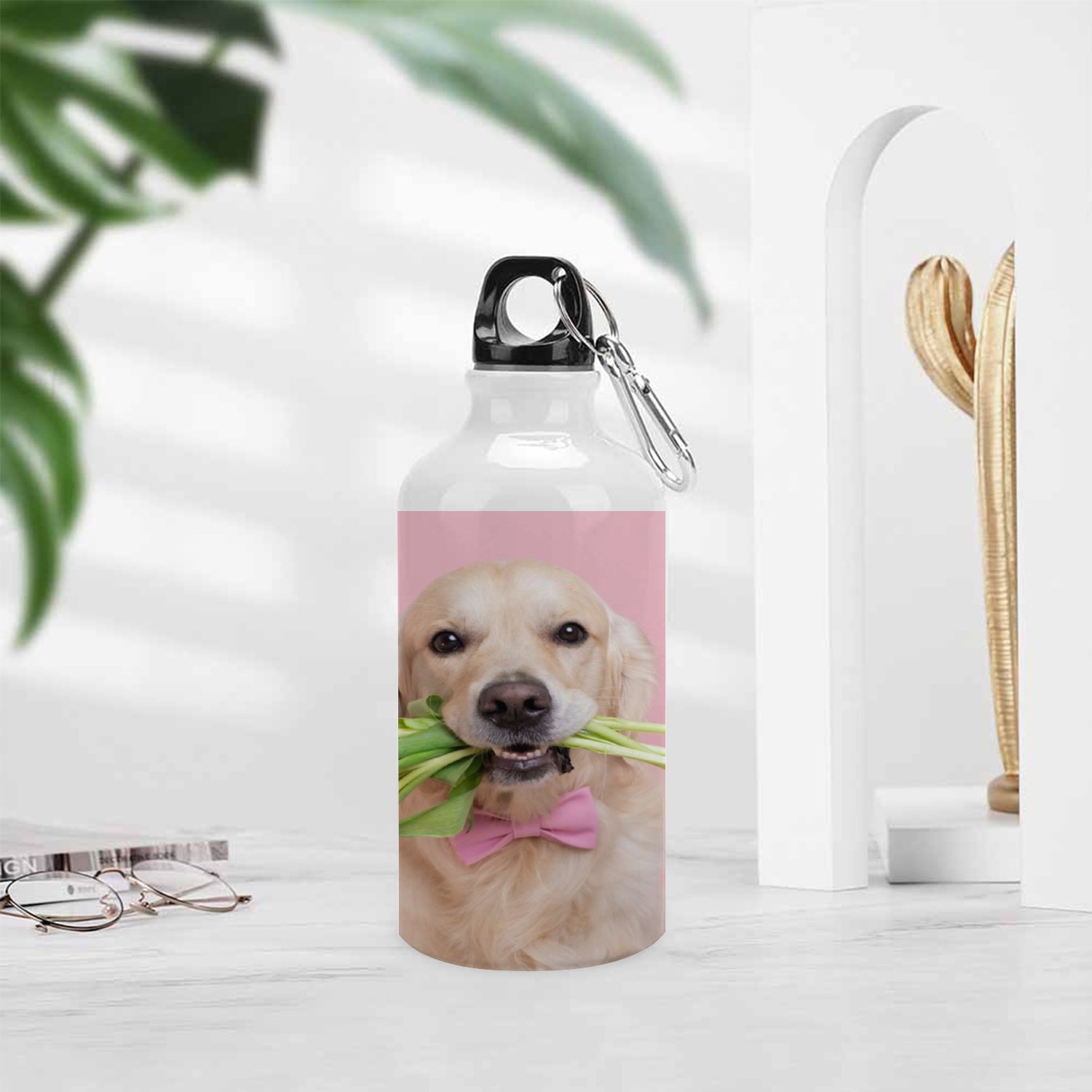 SKYSONIC 400ml Sport Aluminum Water Bottle,Dog,Sport Multipack Leak Proof Easy Carry Travel Bottle with Twist Cap for Gym Hiking Camping Running Bike Outdoor