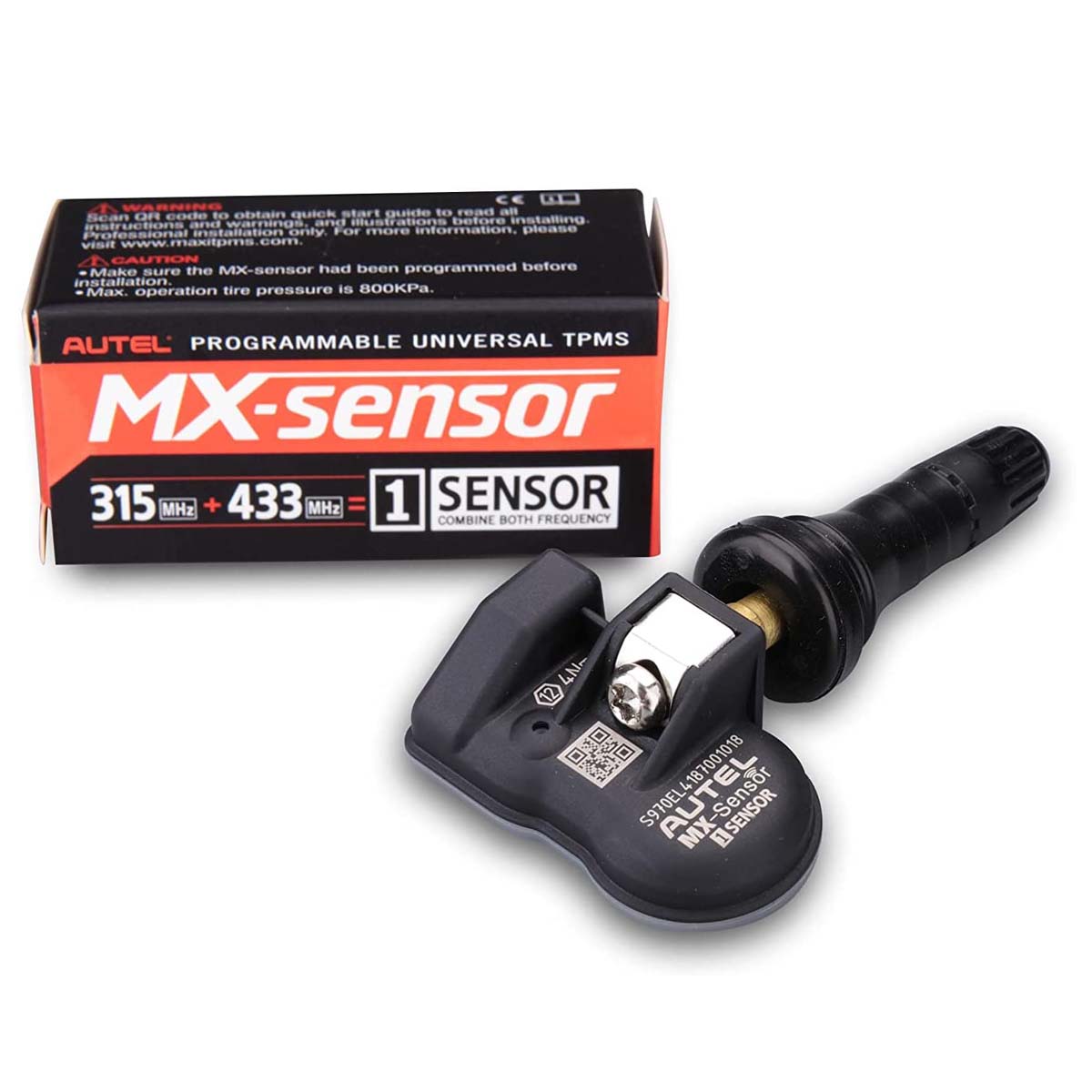 Autel MaxiTPMS MX Sensor 8 pcs Universal Rubber Tire Sensor with OPBDⅡ Scanner Double Frequency 315MHz and 433MHz TPMS Sensor Rubber Programmable by TS508 TS408 TS508WF TS608 MS906TS ITS600
