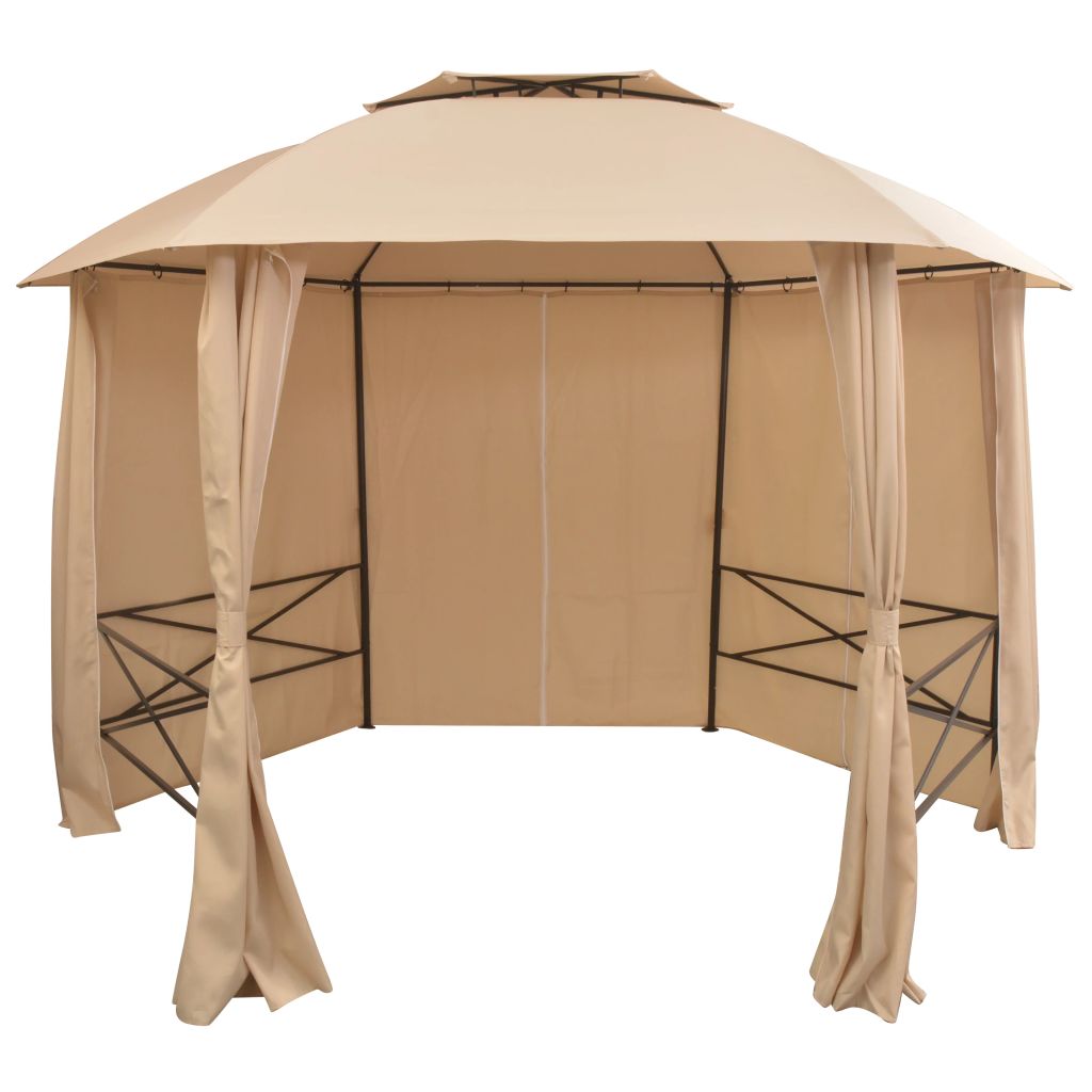 Anself Gazebo with Curtains Outdoor Canopy Steel Frame Sun Shade Shelter Beige for Patio, Wedding, BBQ, Camping, Festival Events 11.7ft x 10ft x 8.6ft (L x W x H)