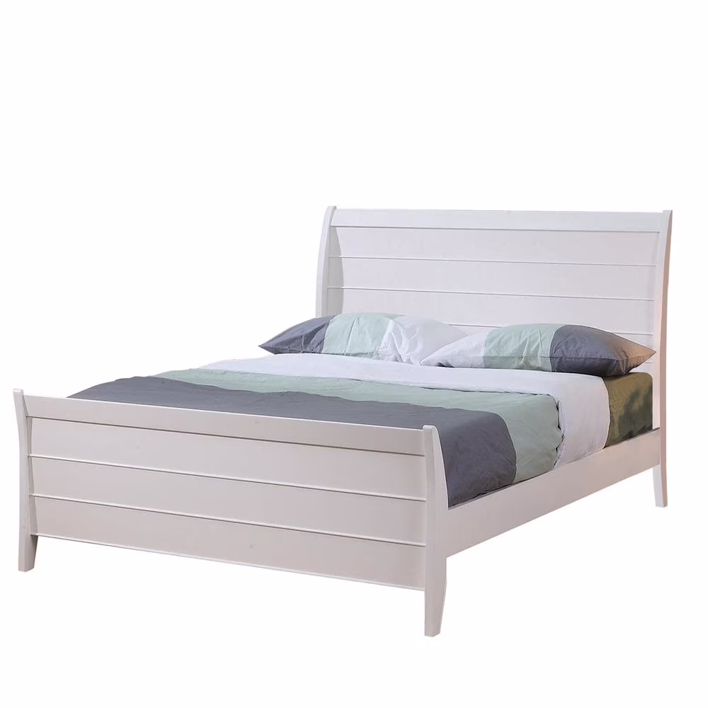Selena Full Sleigh Platform Bed Cream White