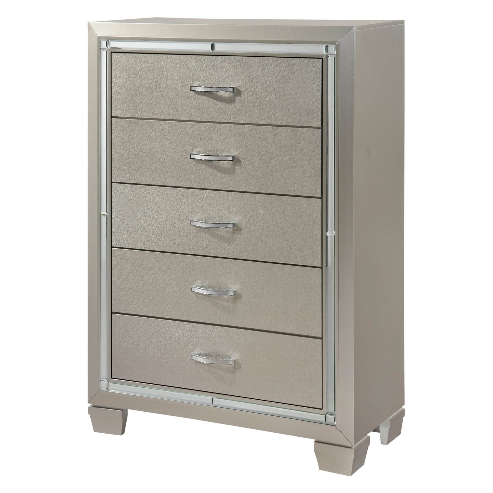 Picket House Furnishings Glamour Youth 5 Drawer Chest in Champagne