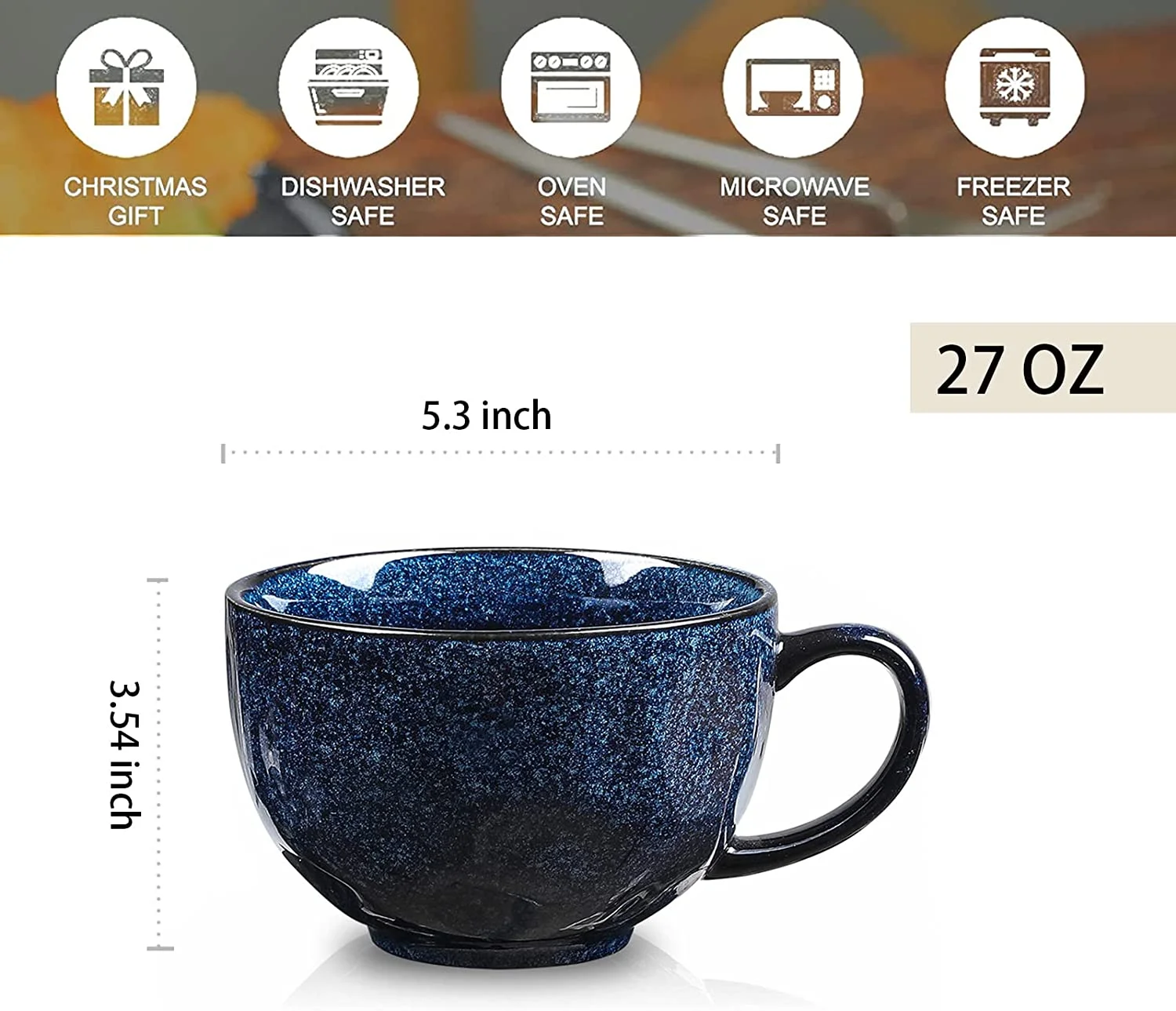 8-Piece Kitchen Dinnerware Set - 24 Oz Ceramic Soup Bowls Bundle with 27 Oz Jumbo Soup Mug - Microwave, Oven, and Dishwasher Safe, Scratch Resistant