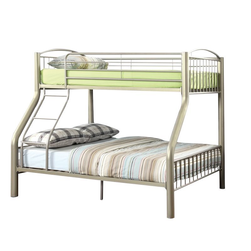 Bowery Hill Contemporary Metal Twin Over Full Bunk Bed in Gold