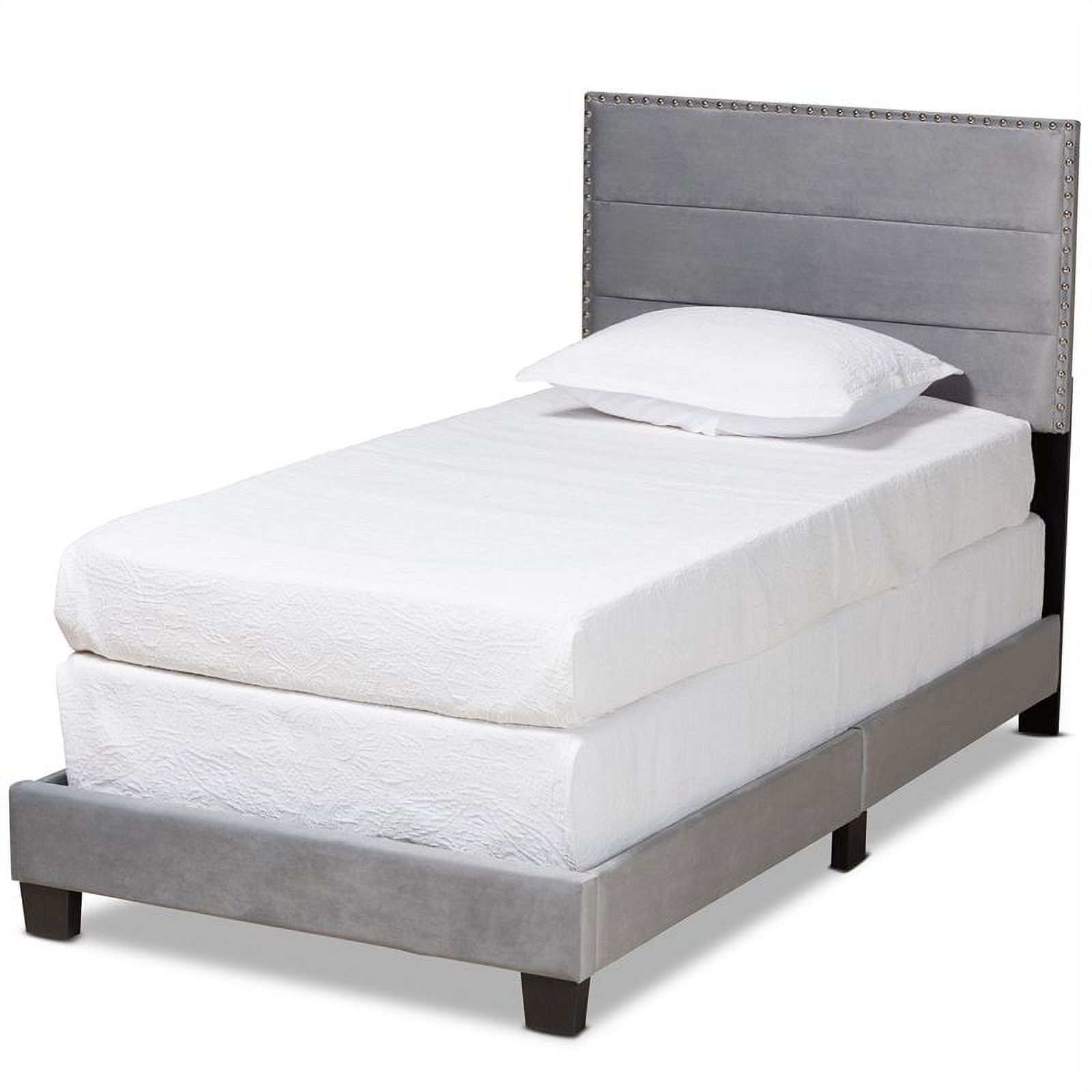 Bowery Hill Modern Grey Upholstered Twin Size Panel Bed