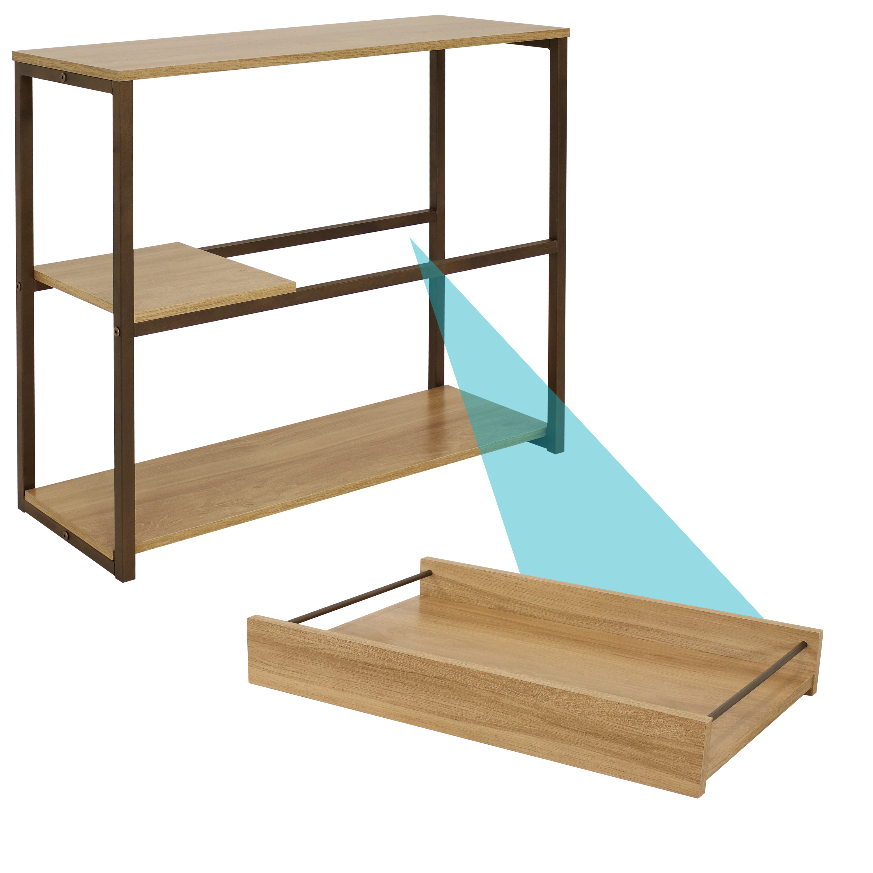 Sunnydaze Industrial Console Table with Serving Tray - 28.25