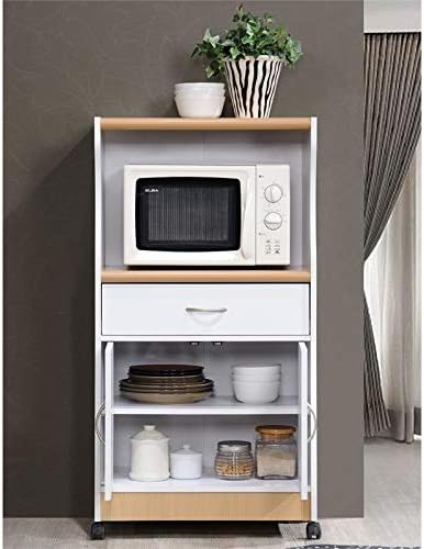 Microwave Kitchen Cart In White