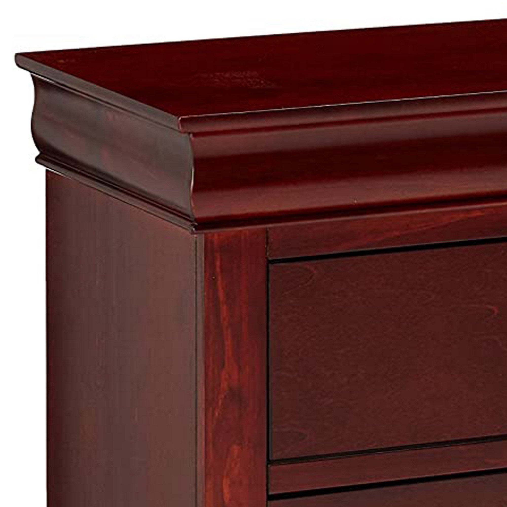 Benzara Traditional Style Wooden Dresser with Six Drawers, Cherry Brown