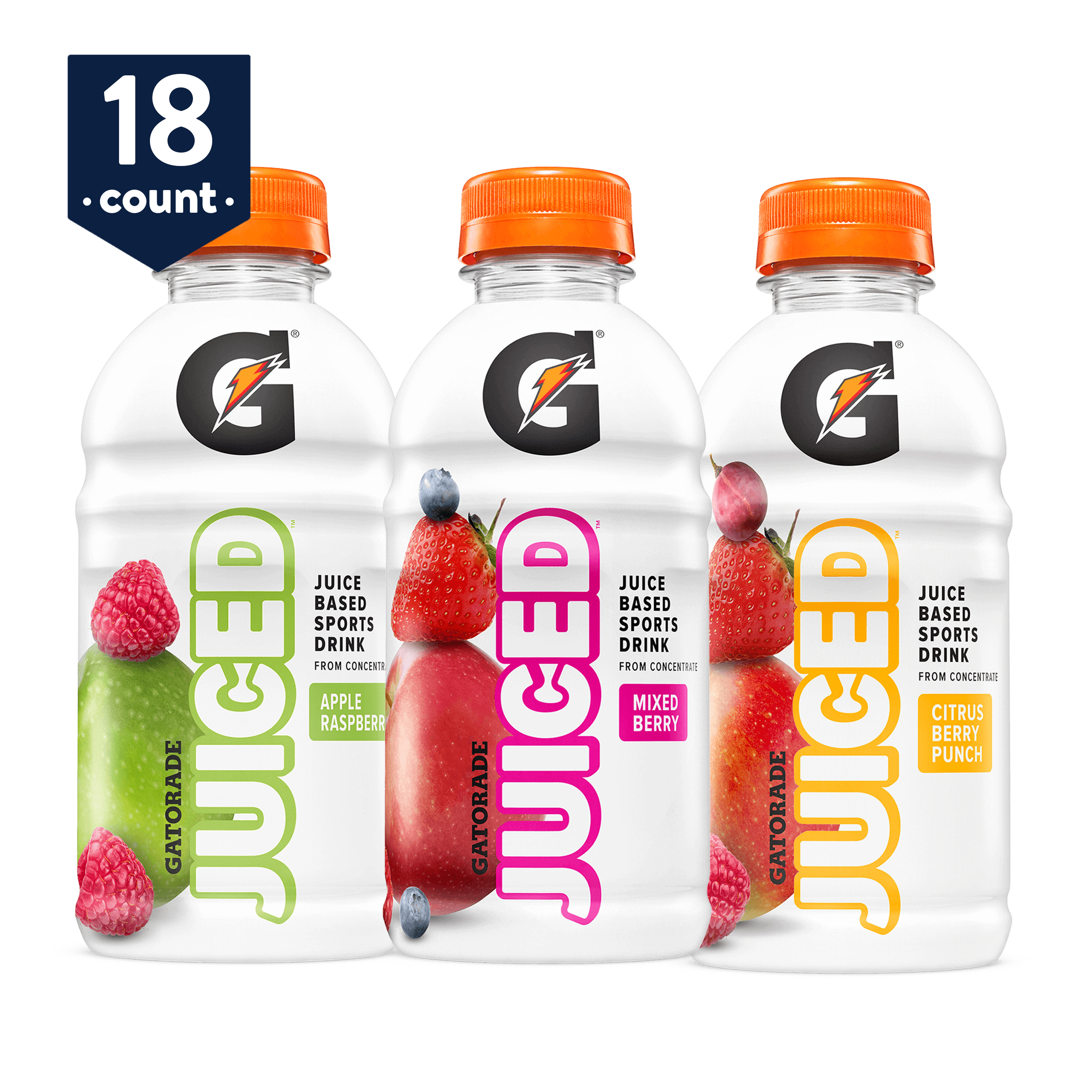 Gatorade Juiced Sports Drink, 3 Flavor Variety Pack, 12 oz Bottles, 18 Count