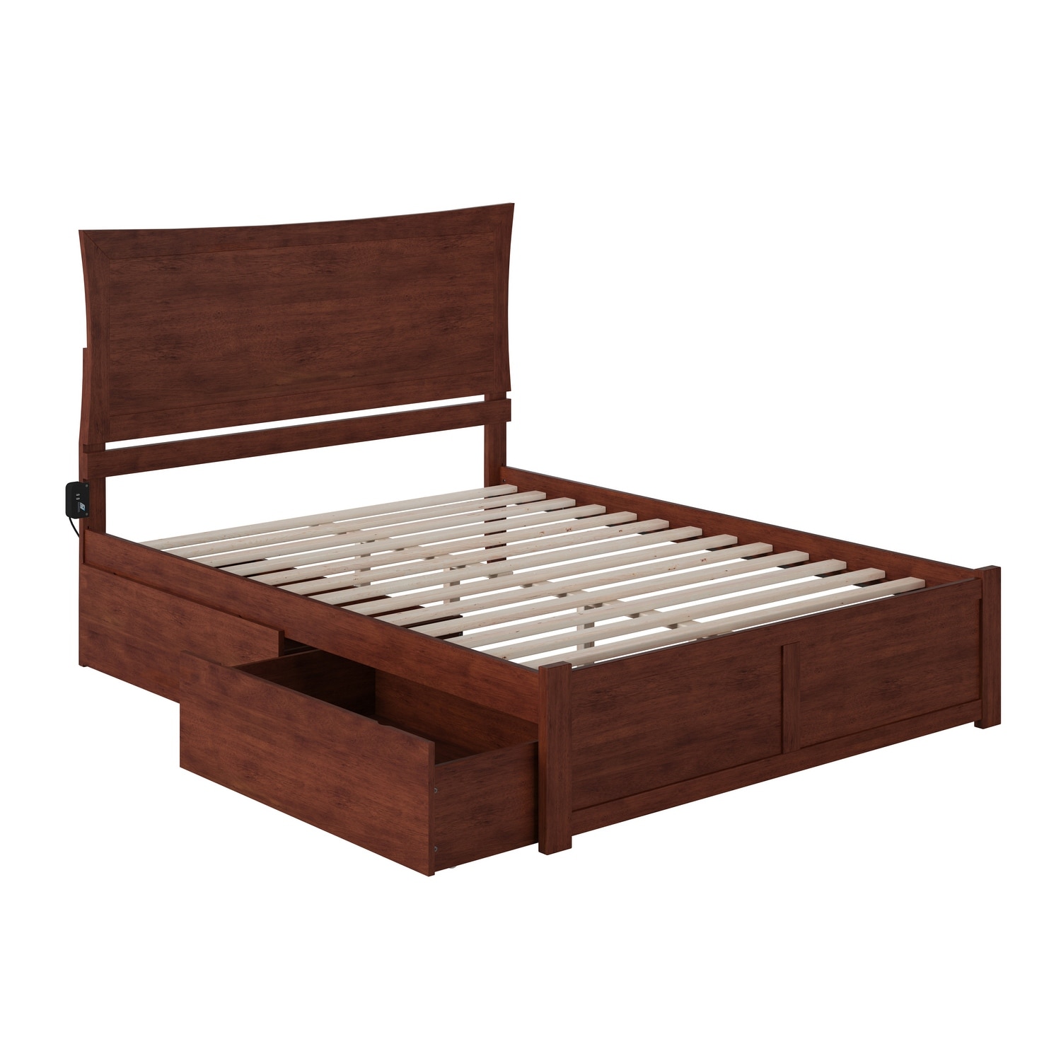 AFI Metro Queen Platform Bed with Footboard and 2 Drawers in Walnut