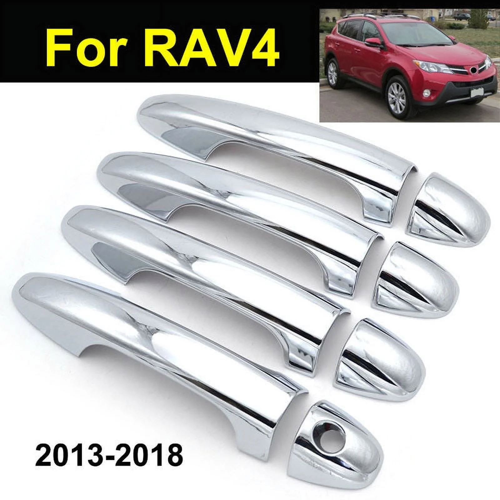 Chrome Side Door Handle Covers Molding Cap Trim For Toyota Rav4 2013-2018 17 16