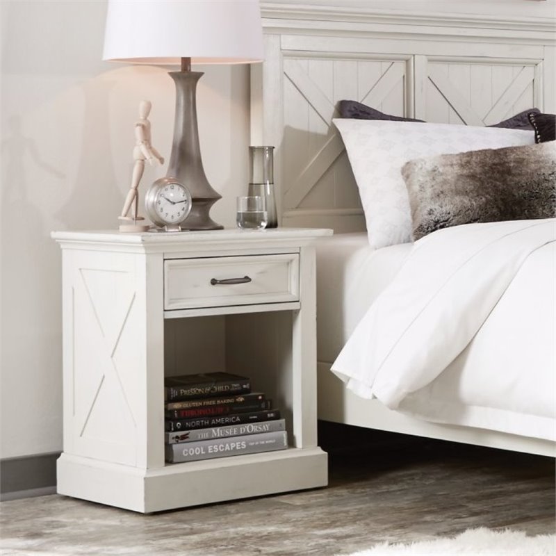 Home Square 3-Piece Set with 2 Nightstands and King Headboard in Off White