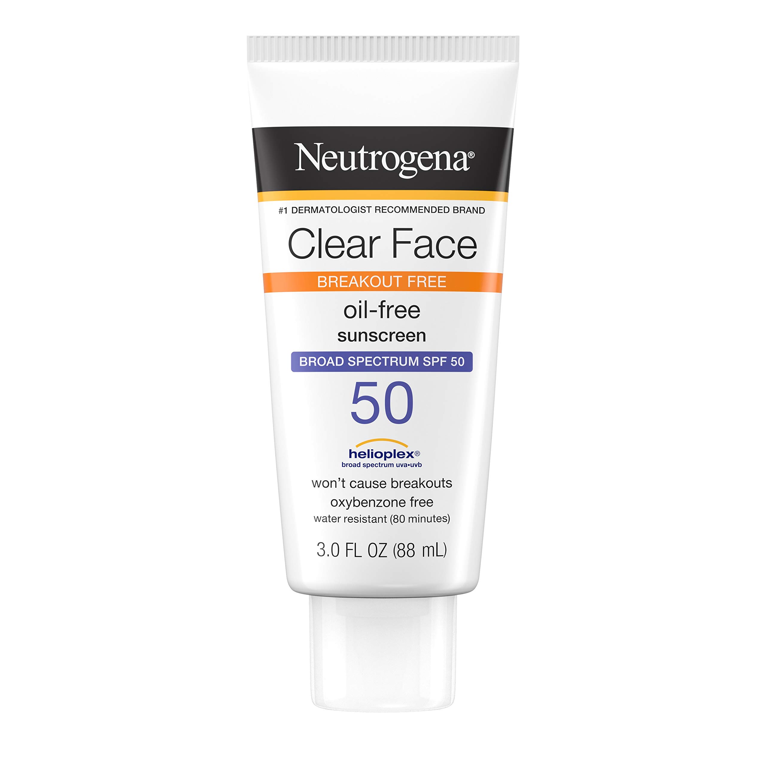 Neutrogena Clear Face Liquid Lotion Sunscreen For Acne-Prone Skin, Broad Spectrum Spf 50 Uva/Uvb Protection, Oil-, Fragrance- & Oxybenzone-Free Facial Sunscreen, Non-Comedogenic, 3 Fl. Oz (Pack Of 3)