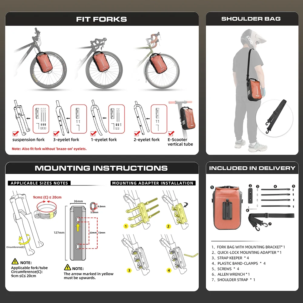 4L Bike Quick Release Bike Front Fork Bag Waterproof Cycling Bag Front Bag Electric Scooter Storage Bag Cycling Accessory