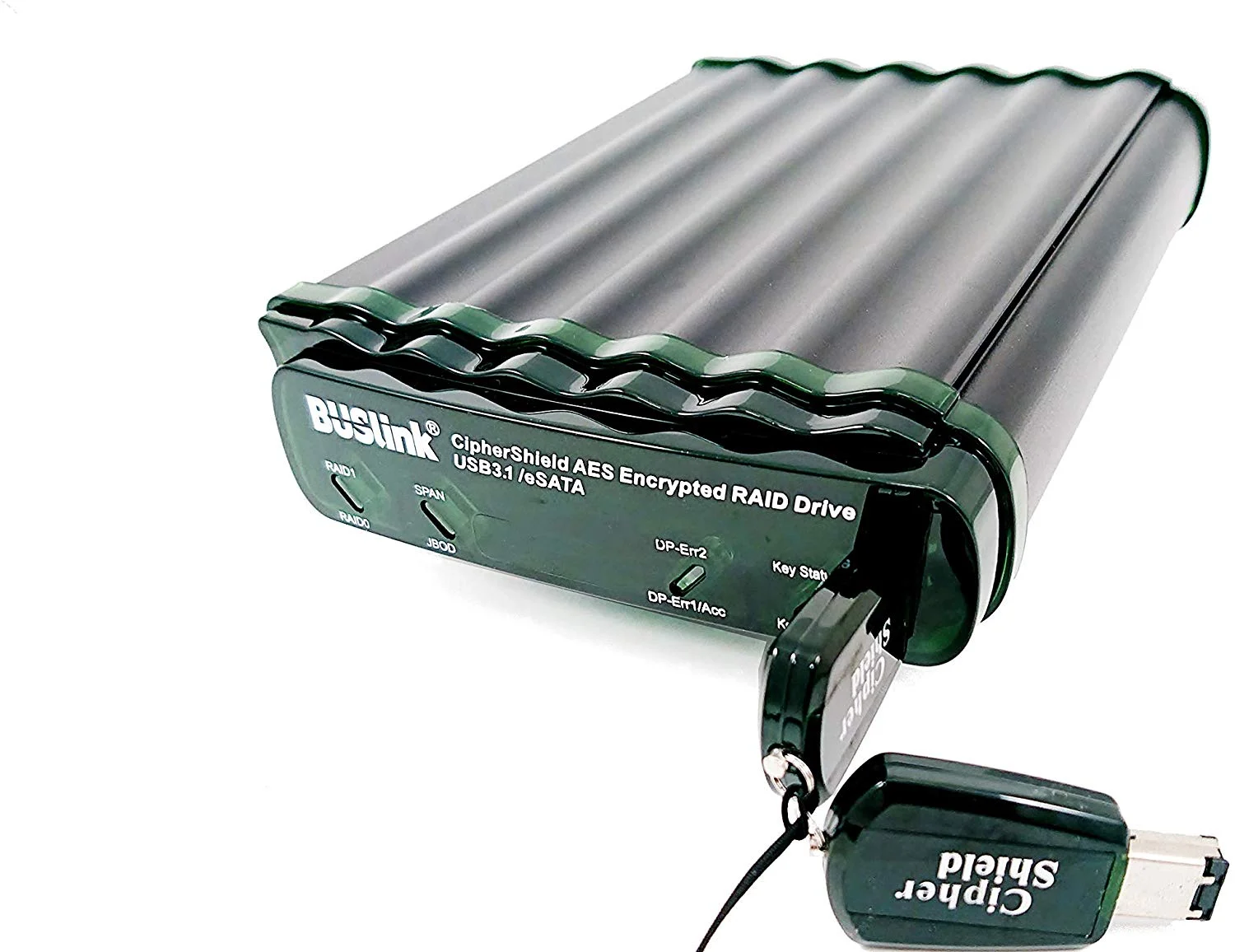 CipherShield FIPS 140-2 Level 2 HIPAA 256-bit AES USB 3.1 Gen 2/eSATA RAID 0 Hardware Encrypted External Desktop SSD Drive (1TB)