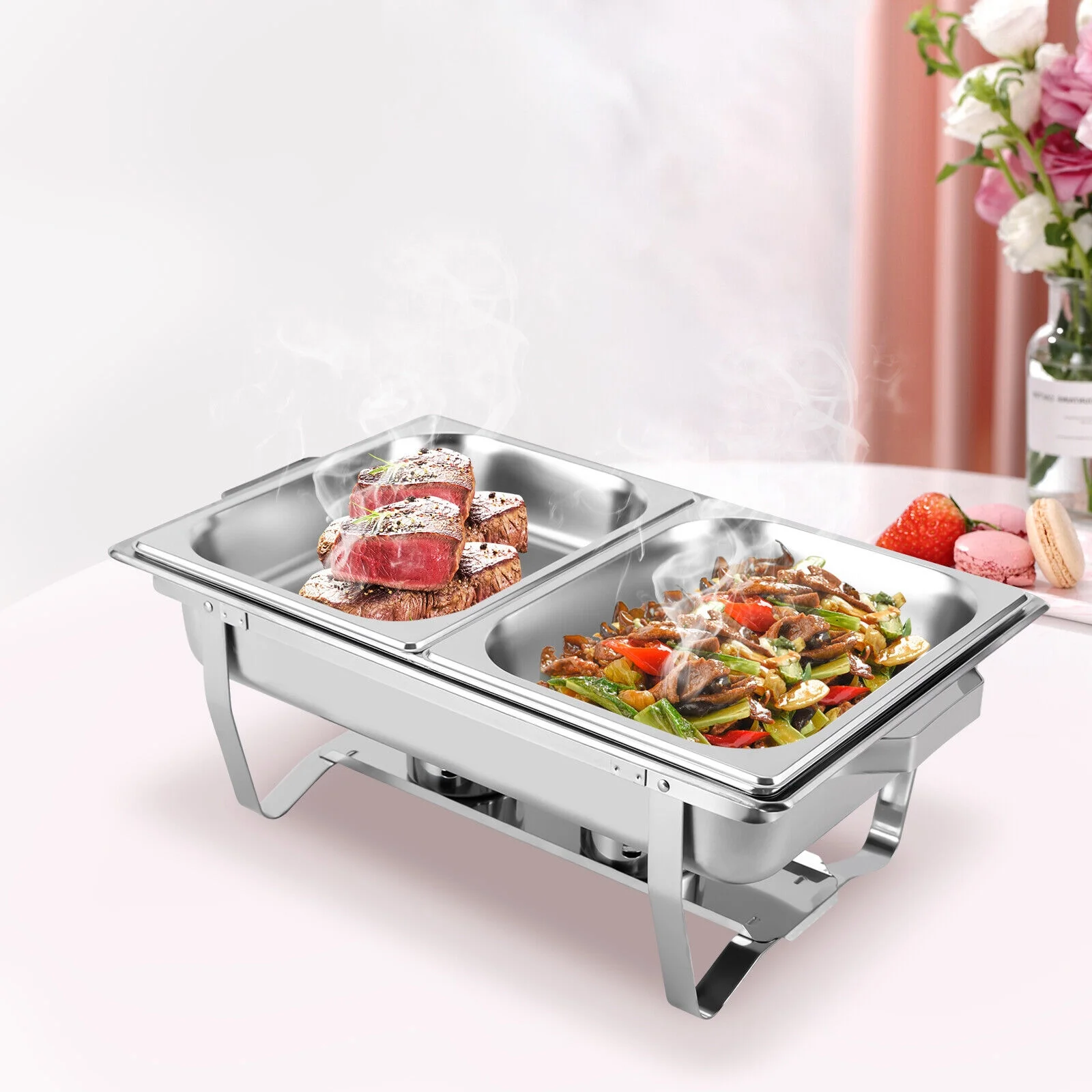 Stainless Steel Rectangle Buffet Food Warmer Server Chafing Dish