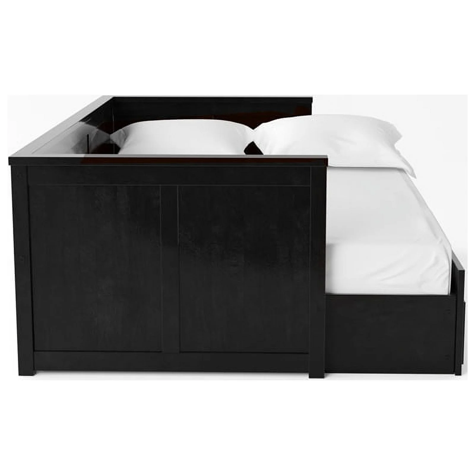 Bowery Hill Farmhouse Solid Wood Full Daybed with Drawers in Black