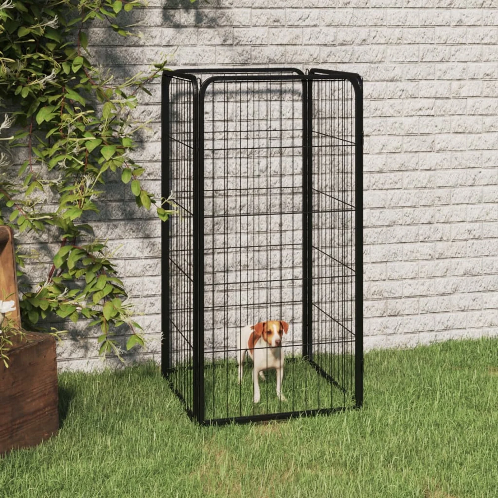 Aibecy Dog Playpen 4 Panels Black 19.7