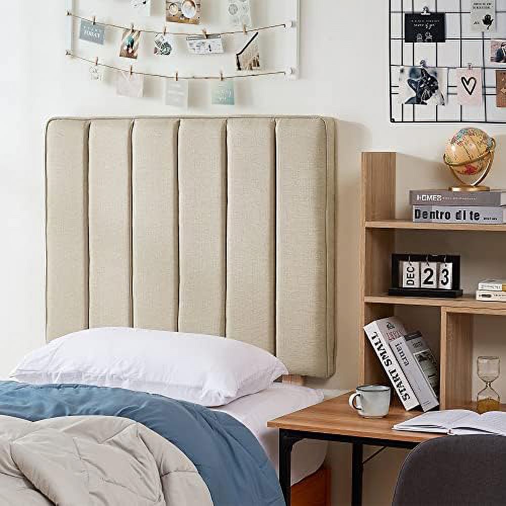 HBBOOMLIFE Tavira Allure® College Dorm Headboard - Broad Panel - Linen White