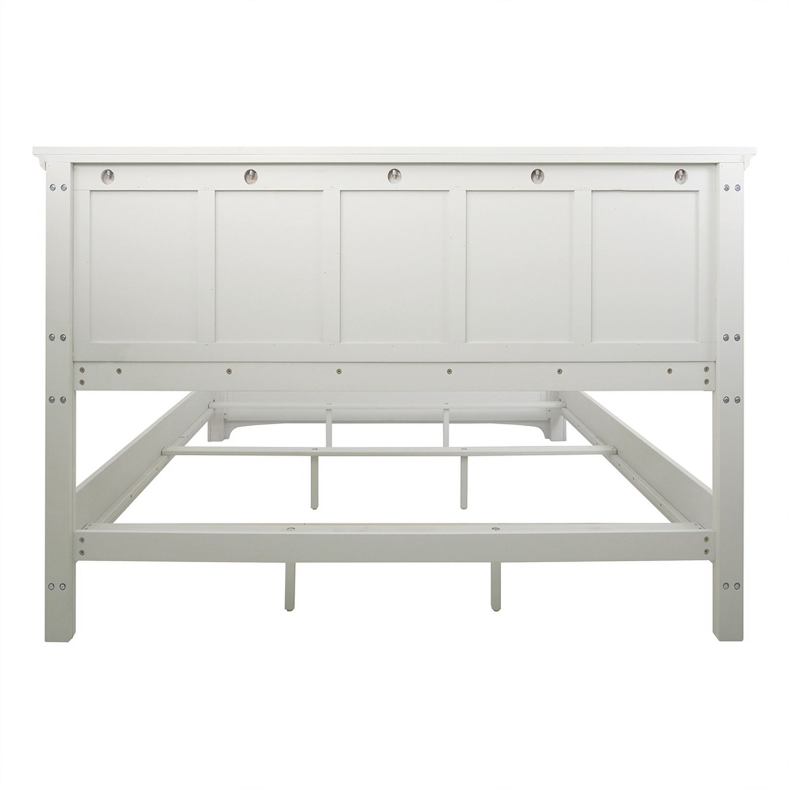 Farmhouse Basics King Bed in Rustic White Finish Engineered Wood