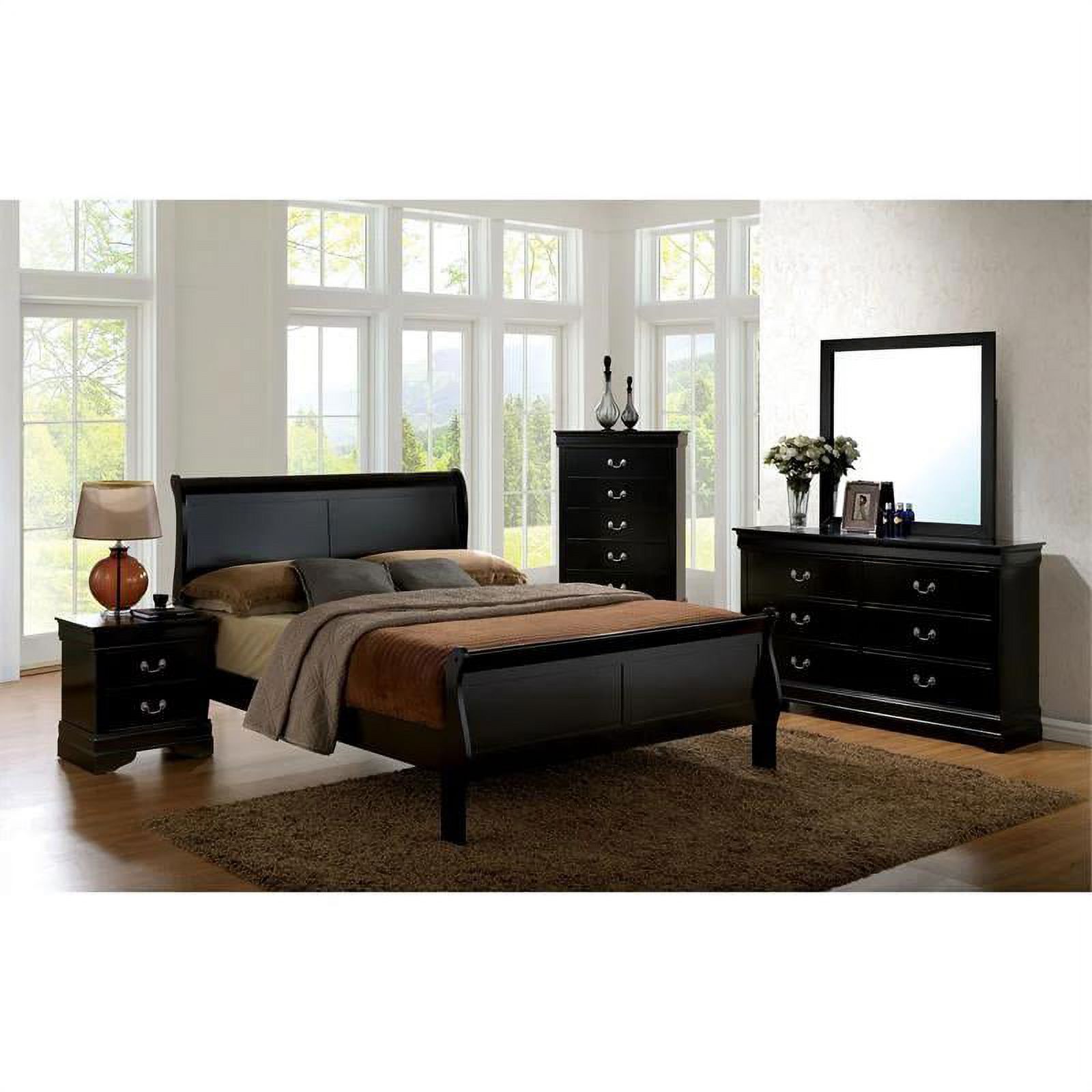 Contemporary Black Queen 5pcs Bedroom Set by Acme Louis Philippe III 19500Q-5pcs