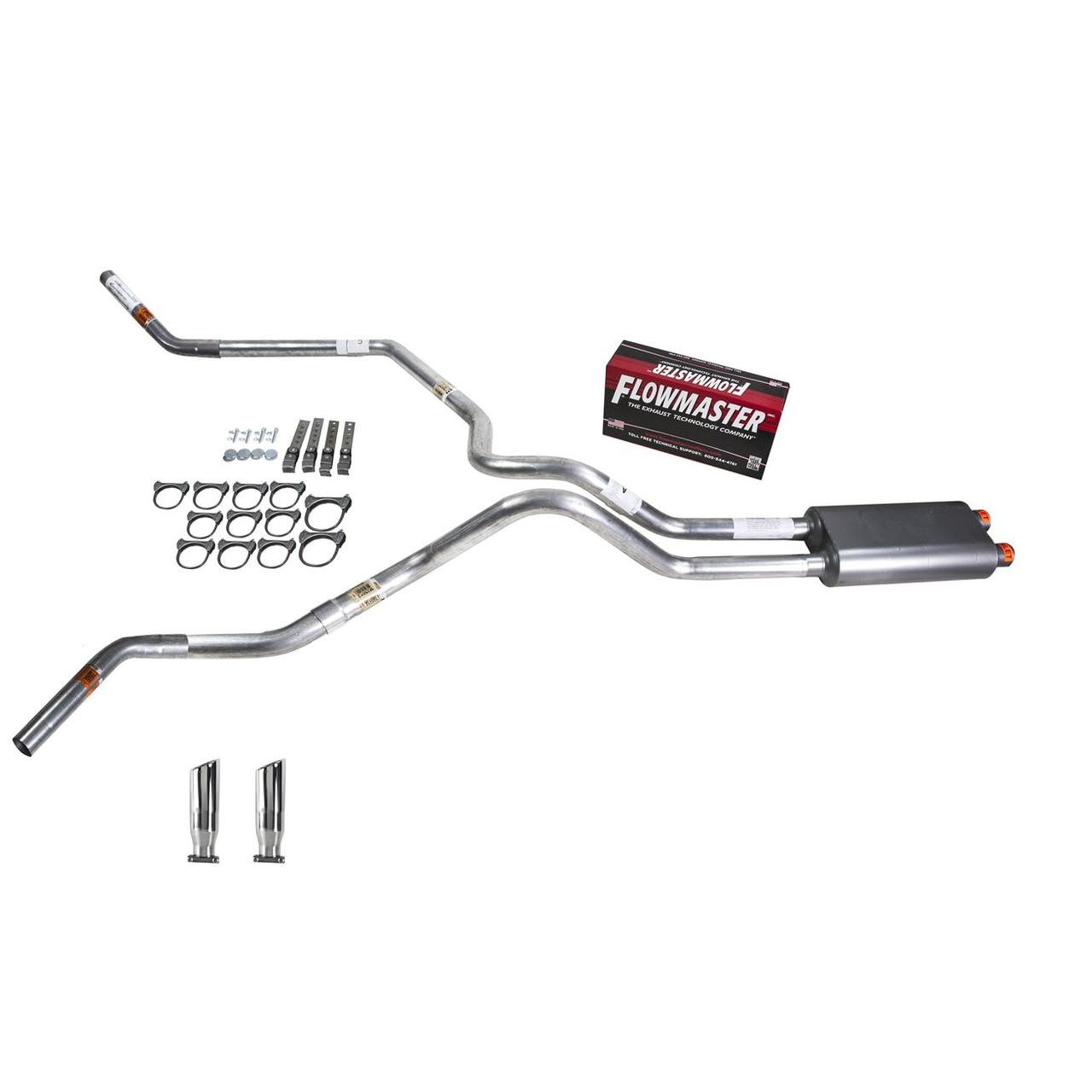 Silverado 96-99 dual exhaust 2.5 MA pipe Flowmaster 50 RC Tip Corner exit